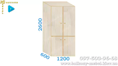 Прямоугольный шкафчик размером 1200 x 2600 x 600