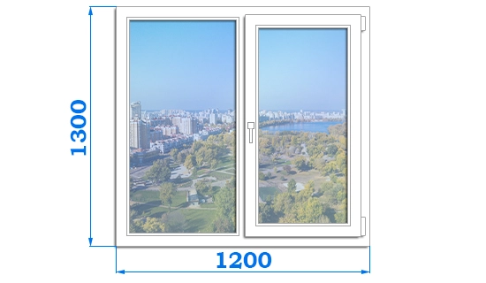 Двухчастное окно Viknaland с одним открыванием, размером 1200 x 1300